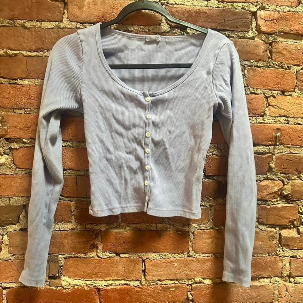 Lavender Button-Up Crop Top